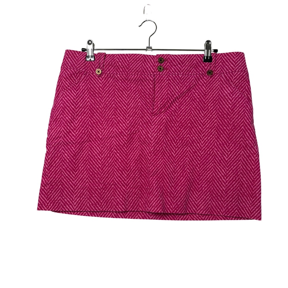 Lilly Pulitzer Corduroy Mini Skirt Womens 12 Pink Herringbone Chevron Preppy